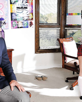 Juggy schoolgirl with pigtails smoking after a fervent pussy pounding