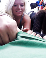 Cuties Chloe Cater and Gia Paige suck CFNM cock and swallow