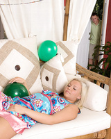 Teen girl Riley Ann Winter fingers her twat while sucking cock after a party