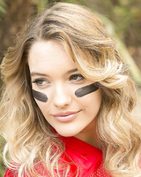 Teen football player Kenna James doffs see thru top and spandex bicycle shorts