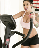 Mom Mason Moore works out for a bit before she shows her big tits