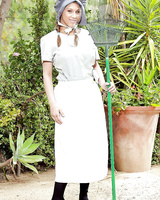 Generous babe in weird outfit Natasha Vega shows huge brown nipples