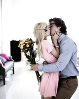 Nerdy blonde girl Piper Perri loses her virginity in a gangbang