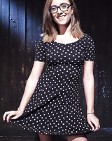 Nerdy young girl Roxanne Rae is bound and hung for caning of exposed pussy