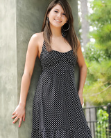 Sultry vixen Shyla Jennings flashes bare big tits & lifts her skirt in public