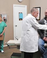 Busty blonde nurse Shyla Stylez seduces the doctor after her sees a patient