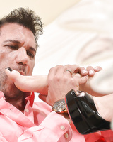 Leggy glasses wearing chick having toes sucked before giving footjob