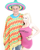 Fantastic blonde Christie Stevens displays juicy juggs and tattooed booty