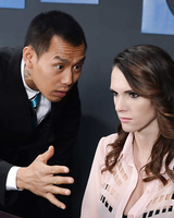 Busty secretary Jennifer Dark satisfies a Japanese client's sci-fi urgencies