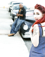 Tattooed slut Sheena Roseriding on top & sucking BBC in interracial bang