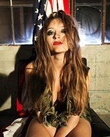 Babe with bright lipstick fiercely rubbing her cunt on high professional pictures