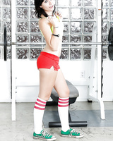 Brunette with nice ass Alexis Blaze is posing and playing with ass