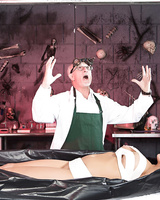 Brunette chick with new boobs from her doctor bangs a man after waking up