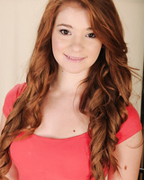 Cute redhead Ava Sparxxx reveals tiny boobs & extreme closeup of pussy lips