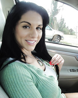 Busty amateur girlfriend Bella Reese shows her big melons outdoor