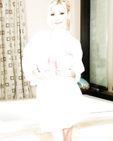 Tiny Euro girl Bibi Noel baring large tits and sexy ass in bathroom