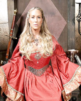 Mature blonde woman Brandi Love frees her big tits from cosplay costume