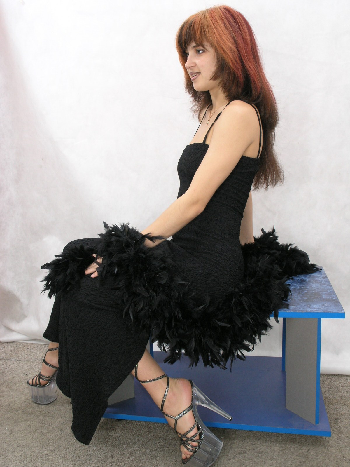Redhead hottie in black dress