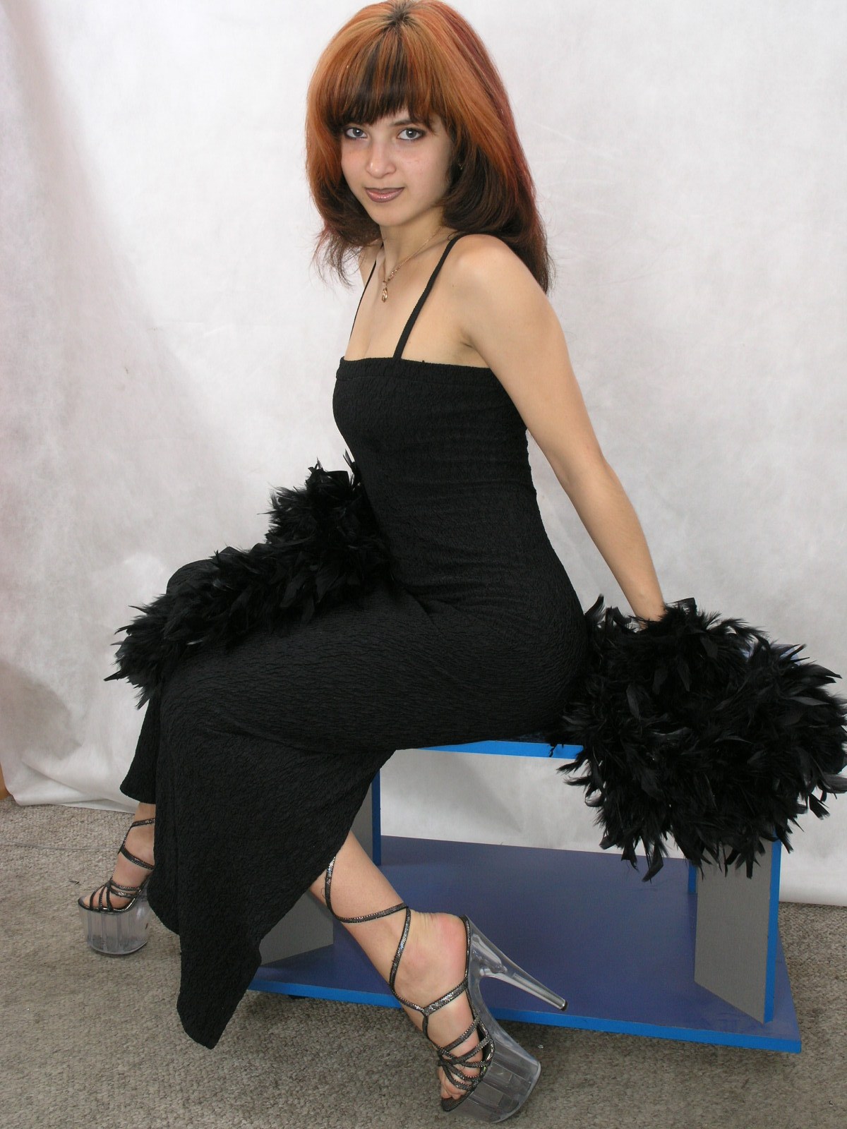 Redhead hottie in black dress