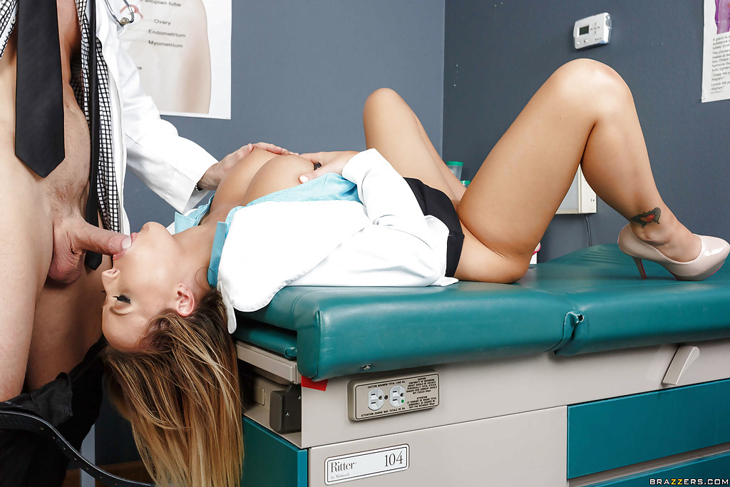 Big tit model Payton West sucking off huge doctor dong in hospital room