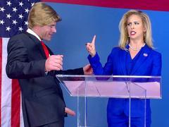 Politician lets rival candidate Cherie DeVille suck his erect cock