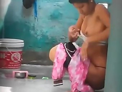Indian Village Girl Taking Outdoor Shower Filmed