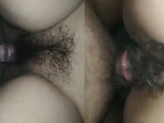 Desi wife hairy pussy fucked by condom cover dick
