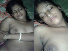 The sleeping Desi woman has no idea that her husband is recording some XXX