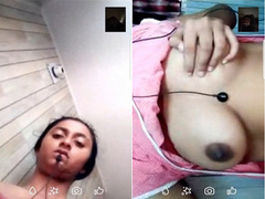 Young Desi bitch with natural boobs is on a video call talking about XXX