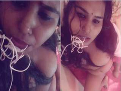 Adorable Desi woman with a great pair of boobs recording XXX things all night