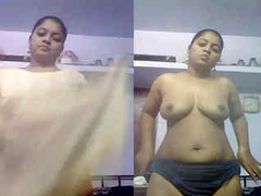 Chubby Desi aunty is taking off her dress and decides to change into XXX stuff