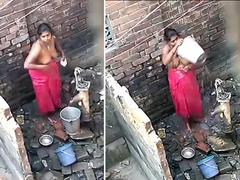 Desi Girl XXX: Naughty Nude Outdoor Bathing Caught On Hidden Camera By Neighbor